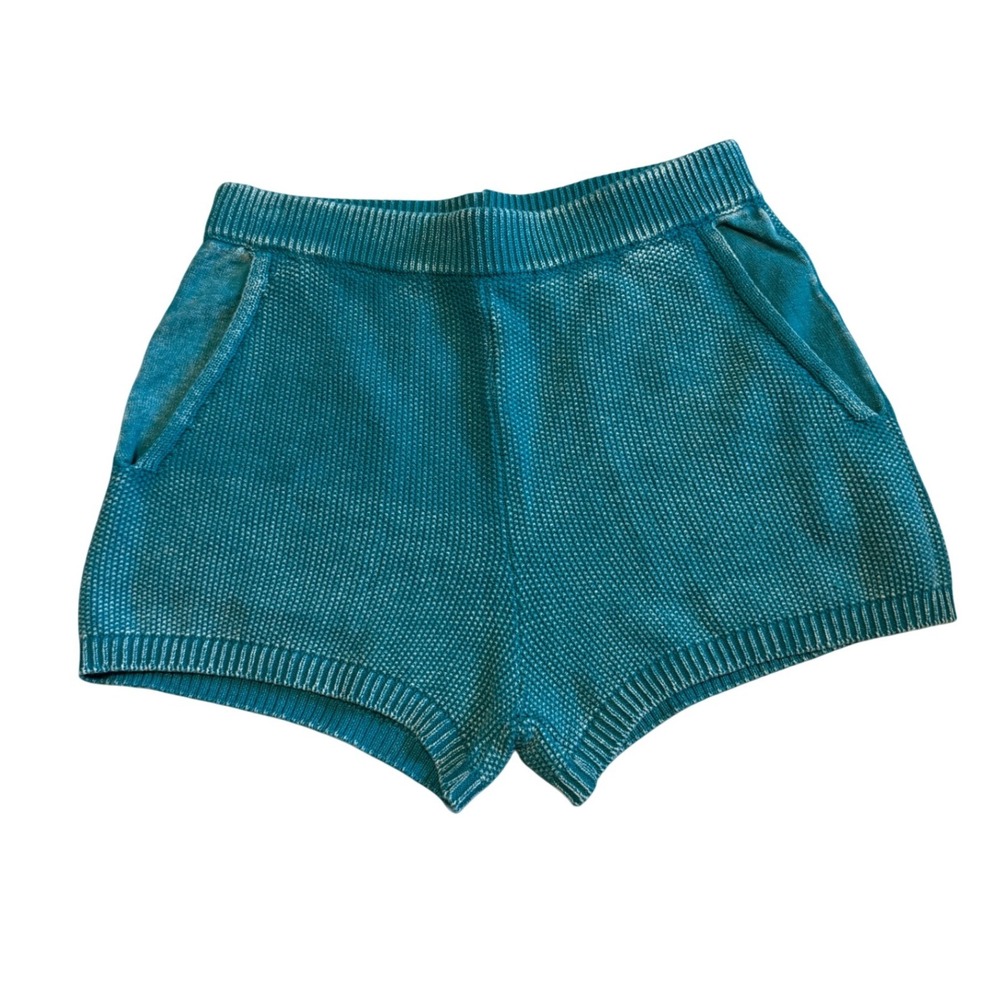 Stitches + Stripes Teal Cotton Knit Textured Shorts SSSP24-52W Small NWT